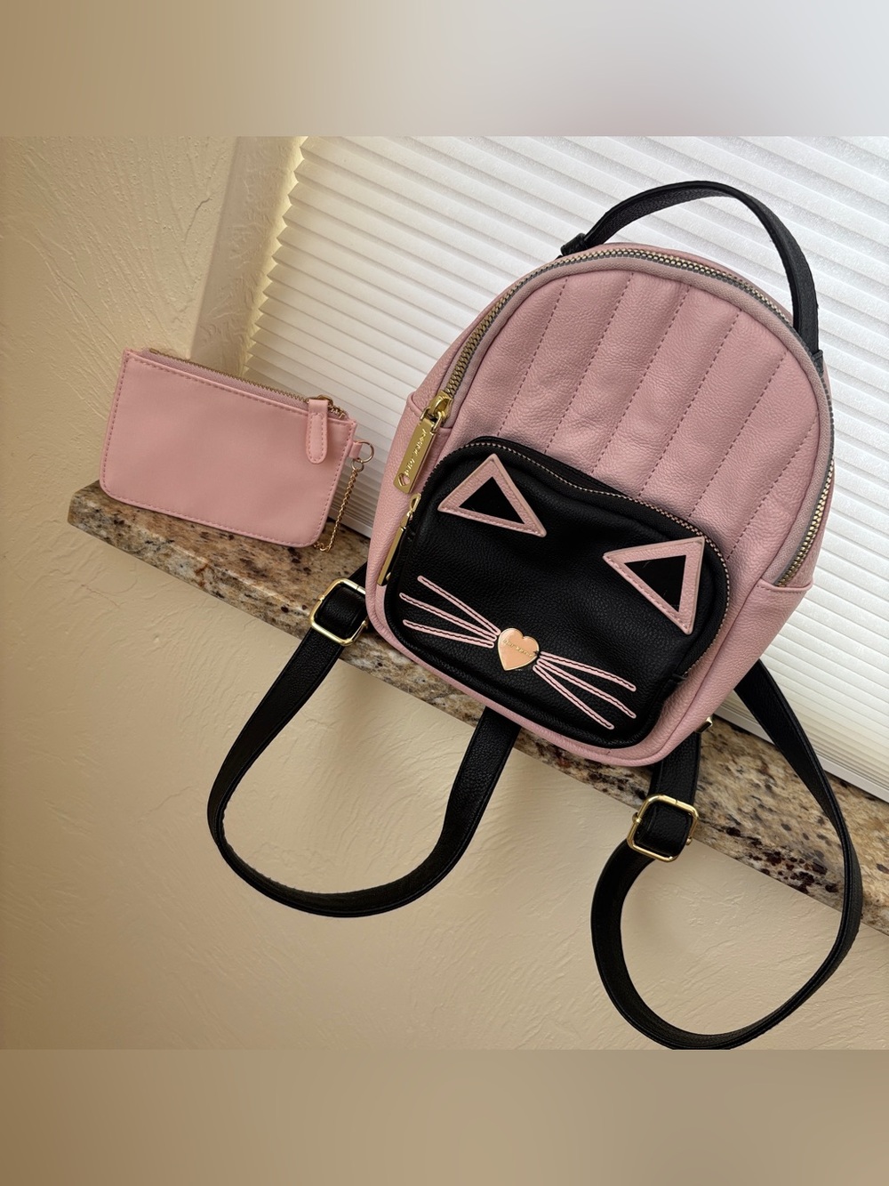 Betsey Johnson Classic Cat Mini Backpack in Blush Pink, Black & Gold - NWOT - Picture 16 of 16